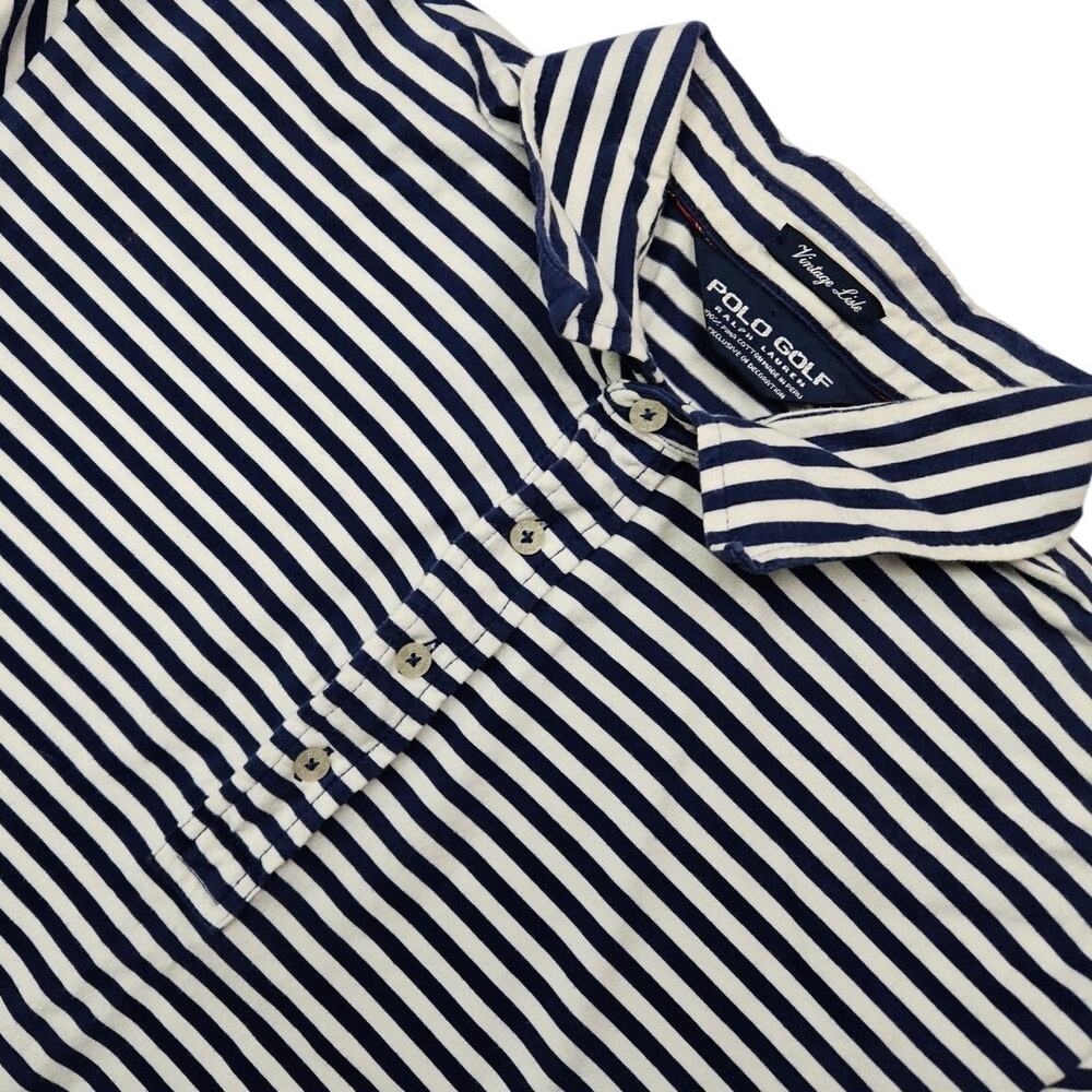 Ralph Lauren Polo Golf Shirt Men's XL Blue White Stripe Pima Cotton Preppy